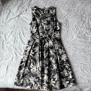 FRNCH Black and White Pleated Dress Floral Leather Detail